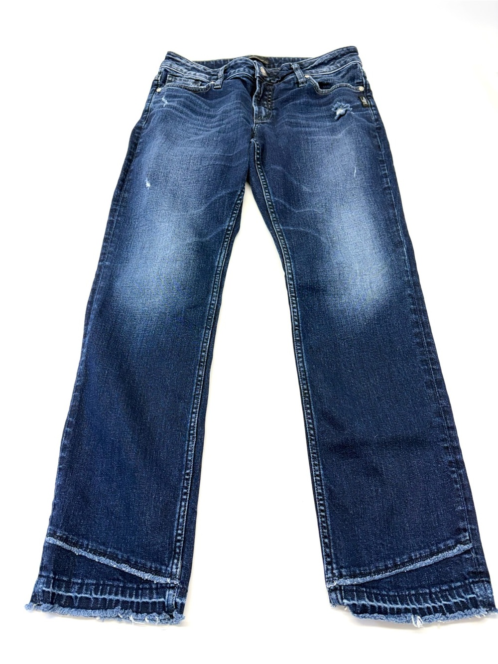 SILVER JEANS CO Suki Slim Tulip Hem Distressed Jeans Size 10